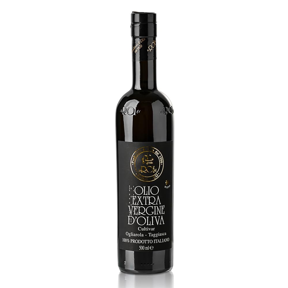 ROI Ligurian Italian Extra Virgin Olive Oil - First Cold Pressed EVOO Cultivar Ogliarola-Taggiasca, Polyphenol Rich Ligurian Olive Oil From Italy - 17 fl oz (500 ml) - 16.91 Fl Oz (Pack of 1)
